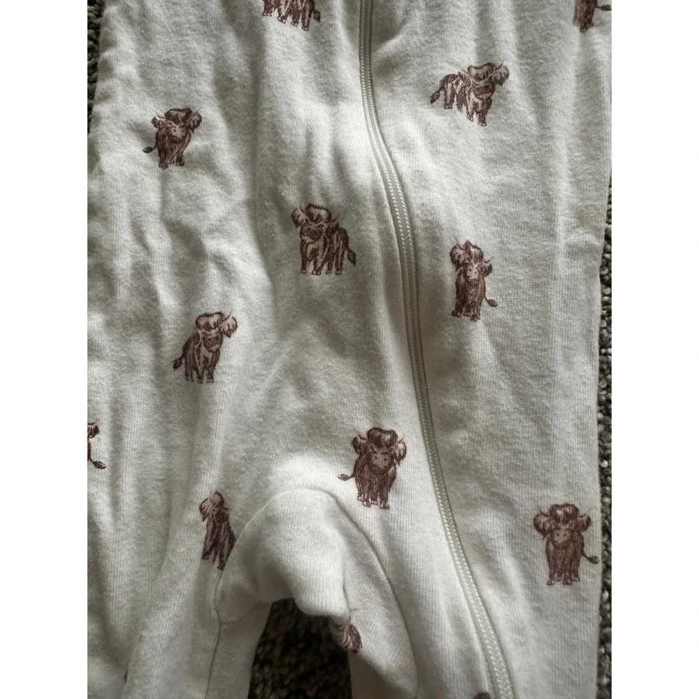 Members Mark Baby Organic Cotton Sleep and Play Highland Cow Footie Sleeper 6M
